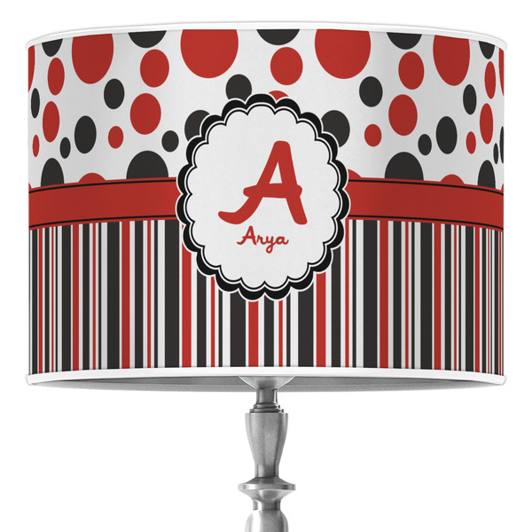 Custom Red & Black Dots & Stripes Drum Lamp Shade (Personalized)
