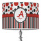Red & Black Dots & Stripes 16" Drum Lampshade - ON STAND (Poly Film)
