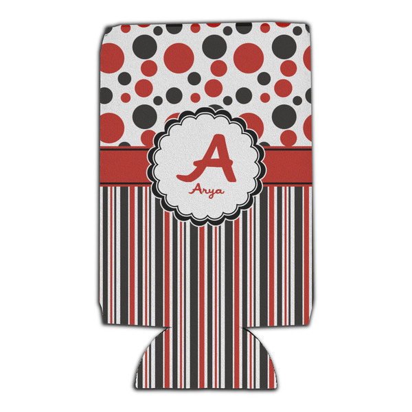 Red & Black Dots & Stripes 16oz Can Sleeve - Set of 4 - FRONT