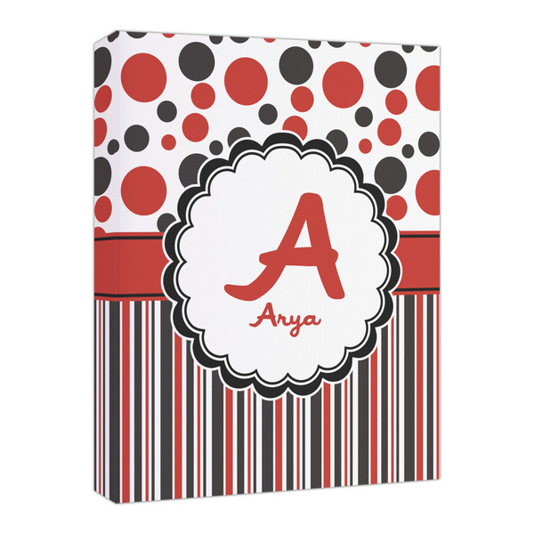 Custom Red & Black Dots & Stripes Canvas Print - 16x20 (Personalized)