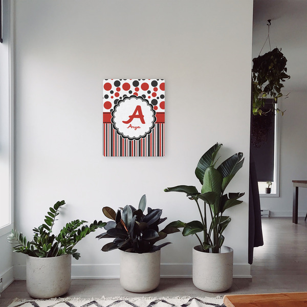 Red & Black Dots & Stripes 16x20 - Canvas Print - In Context