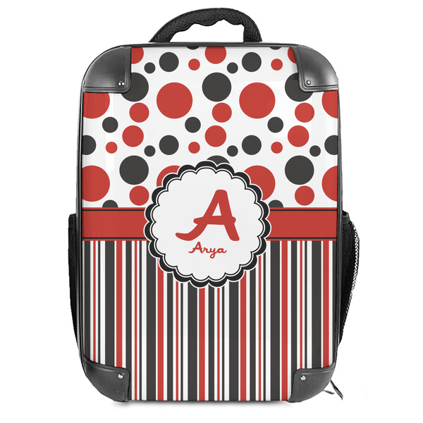 Custom Red & Black Dots & Stripes Hard Shell Backpack (Personalized)
