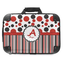 Red & Black Dots & Stripes Hard Shell Briefcase - 18" (Personalized)