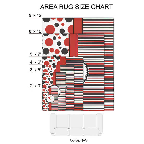 Red & Black Dots & Stripes 2'x3' Indoor Area Rugs - Size Chart