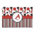 Red & Black Dots & Stripes Patio Rug (Personalized)