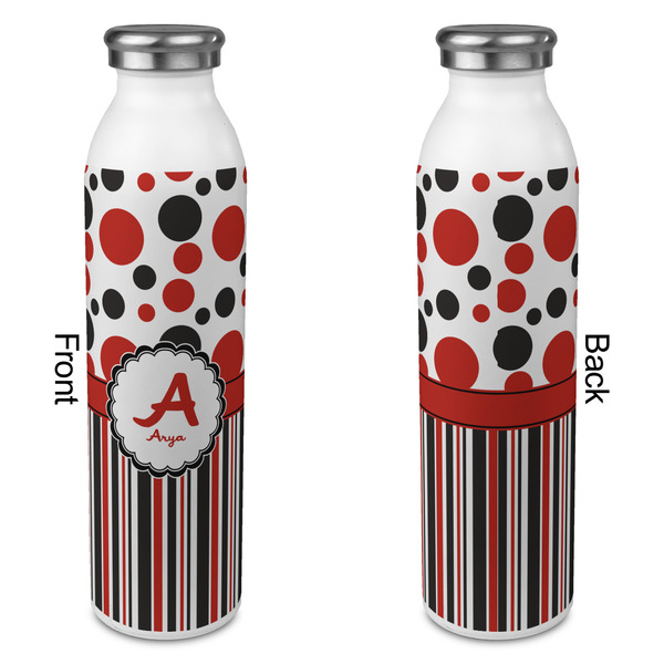 Red & Black Dots & Stripes 20oz Water Bottles - Full Print - Approval