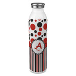 Red & Black Dots & Stripes 20oz Stainless Steel Water Bottle - Full Print (Personalized)