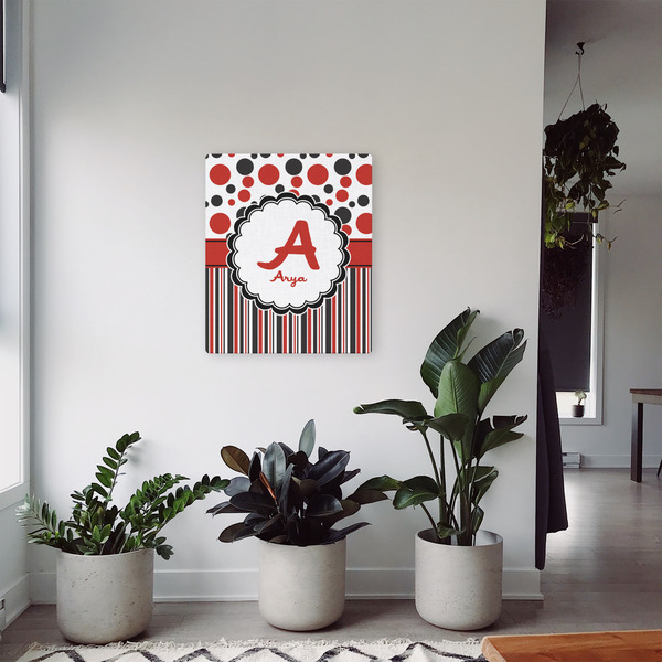 Red & Black Dots & Stripes 20x24 - Canvas Print - In Context