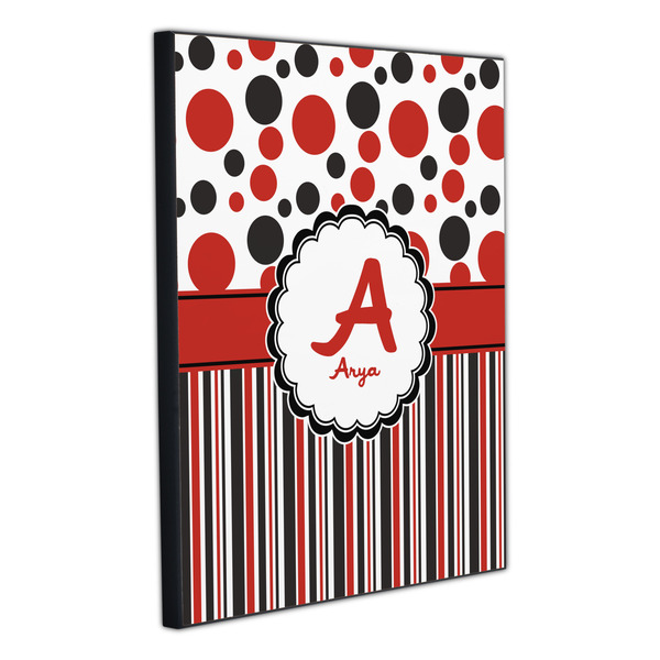 Red & Black Dots & Stripes 20x24 Wood Print - Angle View