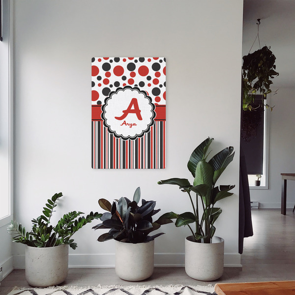 Red & Black Dots & Stripes 20x30 - Canvas Print - In Context