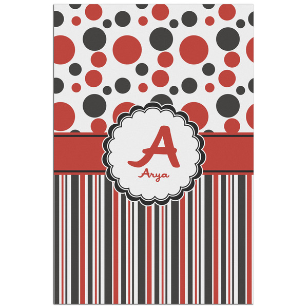 Custom Red & Black Dots & Stripes Poster - Matte - 24x36 (Personalized)