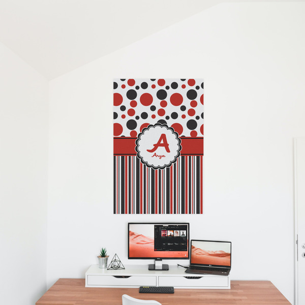 Red & Black Dots & Stripes 24x36 - Matte Poster - On the Wall