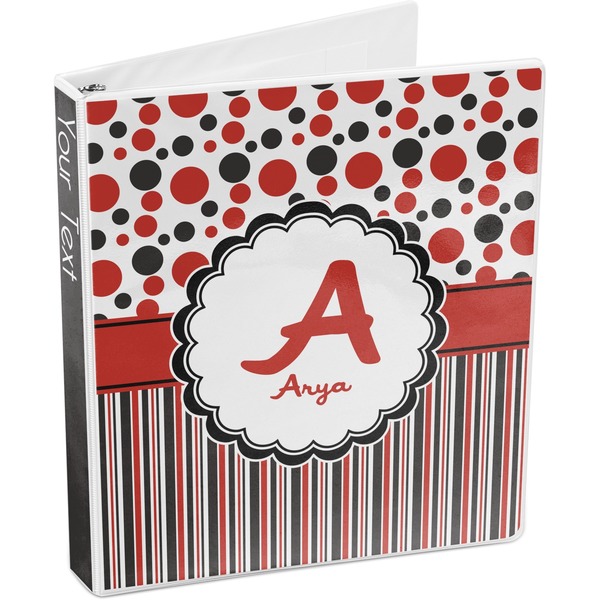 Red & Black Dots & Stripes 3-Ring Binder 3/4 - Main