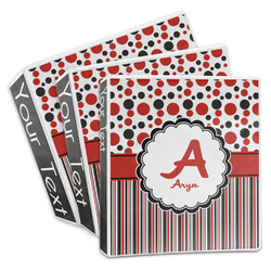 Red & Black Dots & Stripes 3-Ring Binder (Personalized)