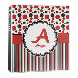 Red & Black Dots & Stripes 3-Ring Binder - 1 inch (Personalized)