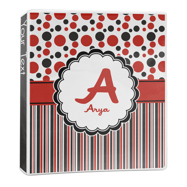 Custom Red & Black Dots & Stripes 3-Ring Binder - 1 inch (Personalized)