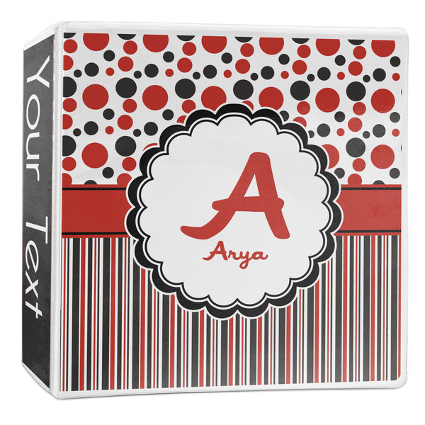 Custom Red & Black Dots & Stripes 3-Ring Binder - 2 inch (Personalized)