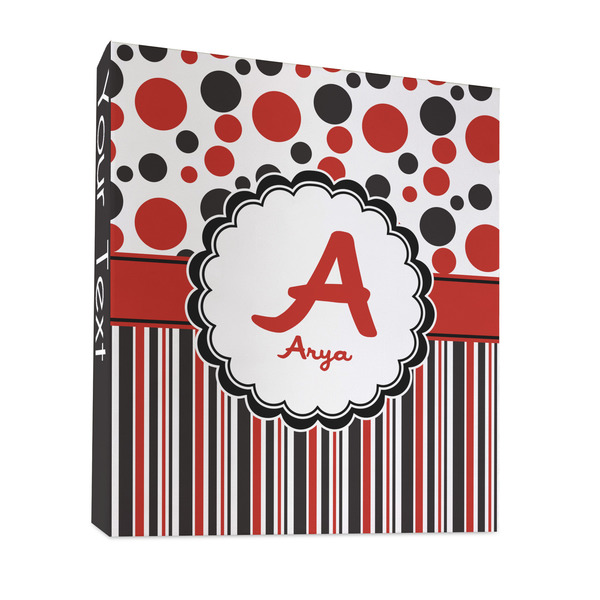 Custom Red & Black Dots & Stripes 3 Ring Binder - Full Wrap - 1" (Personalized)