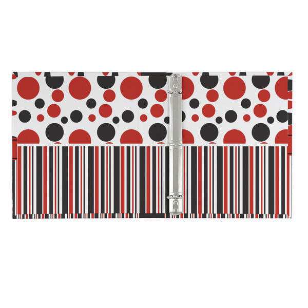 Red & Black Dots & Stripes 3 Ring Binders - Full Wrap - 1" - OPEN INSIDE