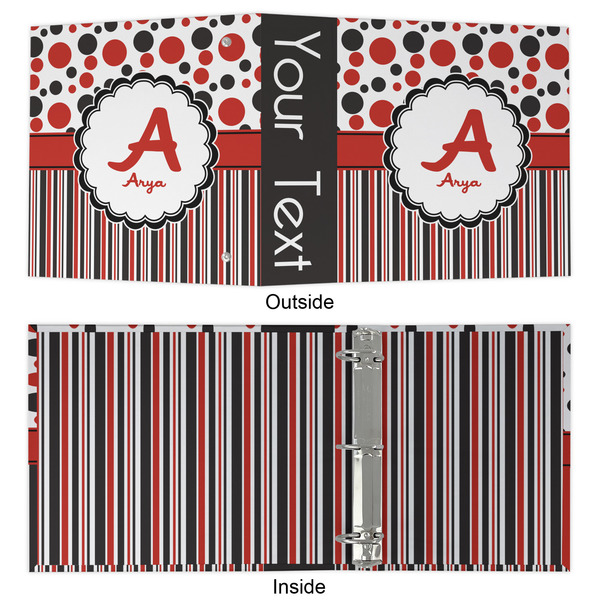 Red & Black Dots & Stripes 3 Ring Binders - Full Wrap - 2" - APPROVAL