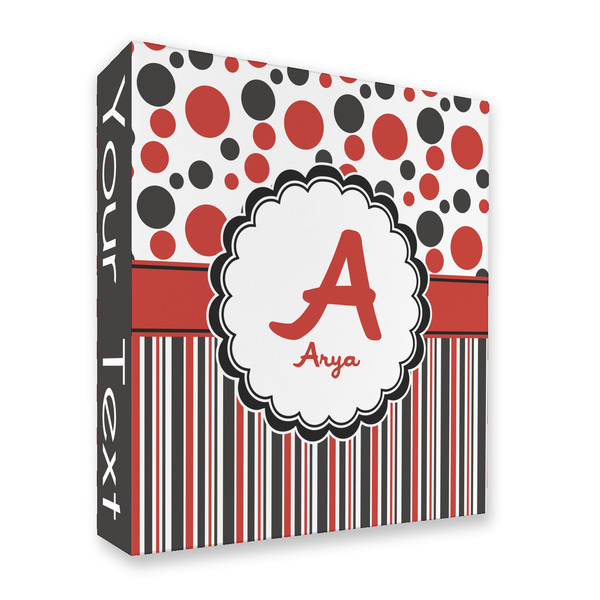 Custom Red & Black Dots & Stripes 3 Ring Binder - Full Wrap - 2" (Personalized)