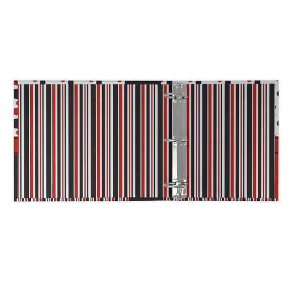 Red & Black Dots & Stripes 3 Ring Binders - Full Wrap - 2" - OPEN INSIDE
