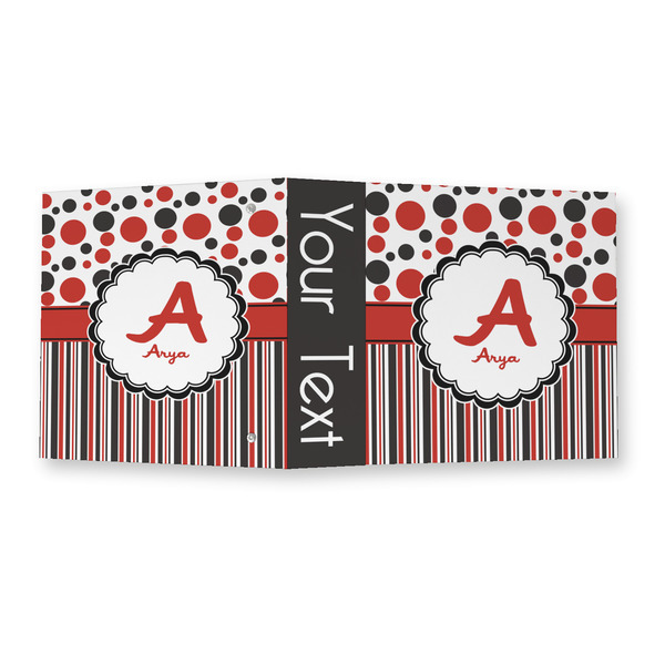 Red & Black Dots & Stripes 3 Ring Binders - Full Wrap - 2" - OPEN OUTSIDE