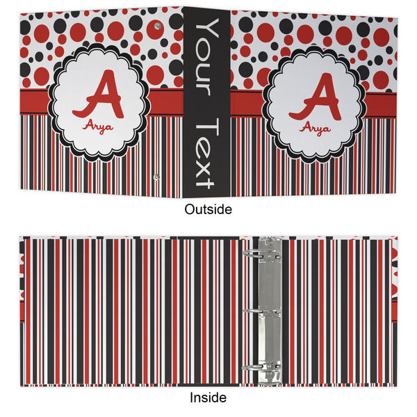Red & Black Dots & Stripes 3 Ring Binders - Full Wrap - 3" - APPROVAL
