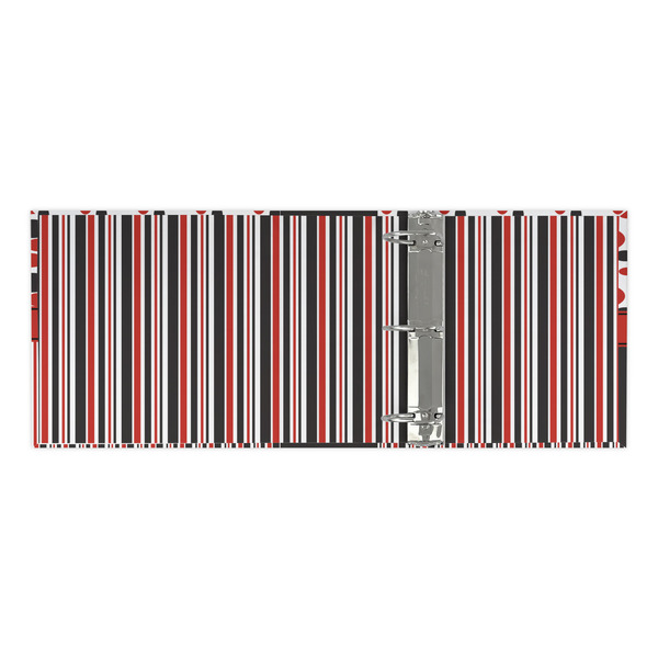 Red & Black Dots & Stripes 3 Ring Binders - Full Wrap - 3" - OPEN INSIDE