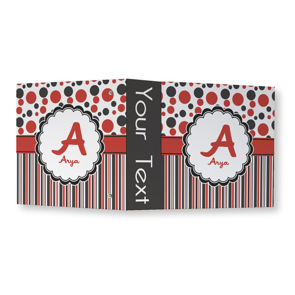 Red & Black Dots & Stripes 3 Ring Binders - Full Wrap - 3" - OPEN OUTSIDE