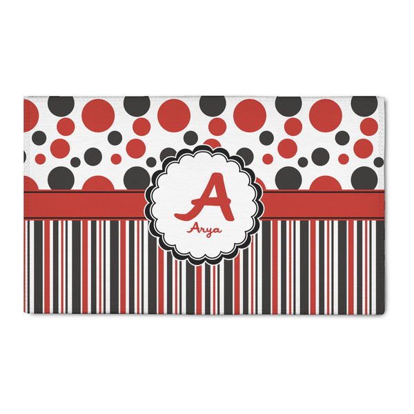 Custom Red & Black Dots & Stripes 3' x 5' Indoor Area Rug (Personalized)