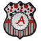 Red & Black Dots & Stripes 4 Point Shield