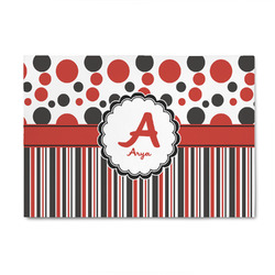 Red & Black Dots & Stripes 4' x 6' Indoor Area Rug (Personalized)