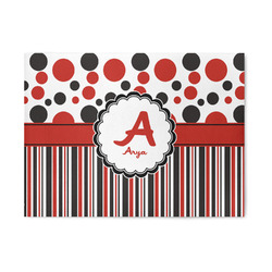 Red & Black Dots & Stripes Area Rug (Personalized)