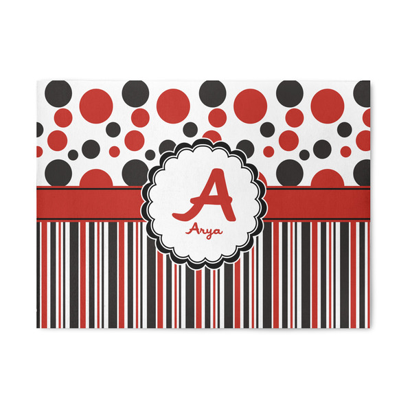 Custom Red & Black Dots & Stripes Area Rug (Personalized)