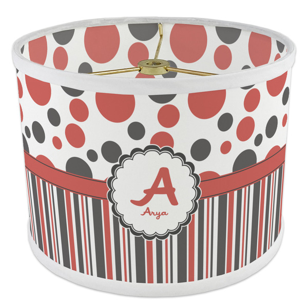 Red & Black Dots & Stripes 8" Drum Lampshade - ANGLE Poly-Film
