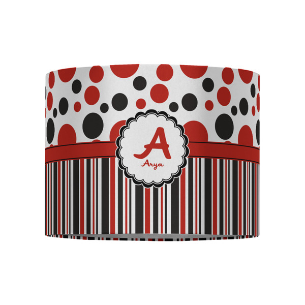 Red & Black Dots & Stripes 8" Drum Lampshade - FRONT (Fabric)