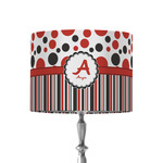 Red & Black Dots & Stripes 8" Drum Lamp Shade - Fabric (Personalized)