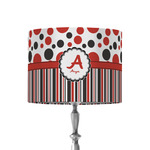 Red & Black Dots & Stripes 8" Drum Lamp Shade - Fabric (Personalized)