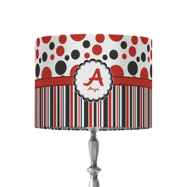 Custom Red & Black Dots & Stripes 8" Drum Lamp Shade - Fabric (Personalized)
