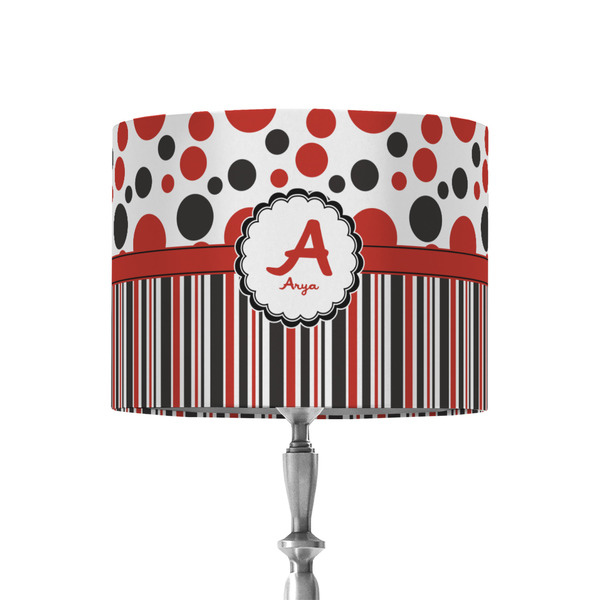 Custom Red & Black Dots & Stripes 8" Drum Lamp Shade - Fabric (Personalized)