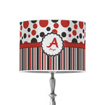 Red & Black Dots & Stripes 8" Drum Lamp Shade - Poly-film (Personalized)