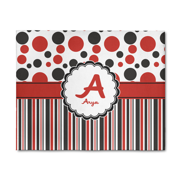Custom Red & Black Dots & Stripes 8' x 10' Indoor Area Rug (Personalized)