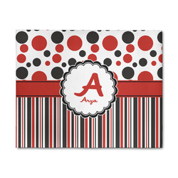 Red & Black Dots & Stripes 8' x 10' Patio Rug (Personalized)