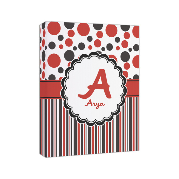 Red & Black Dots & Stripes 8x10 - Canvas Print - Angled View