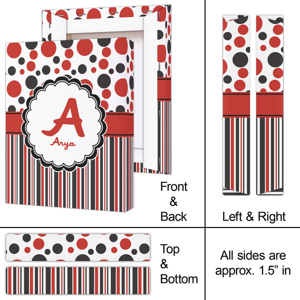 Red & Black Dots & Stripes 8x10 - Canvas Print - Approval