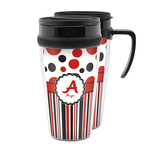 Red & Black Dots & Stripes Acrylic Travel Mug (Personalized)