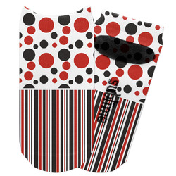 Red & Black Dots & Stripes Adult Ankle Socks (Personalized)