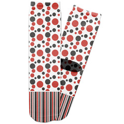 Red & Black Dots & Stripes Adult Crew Socks