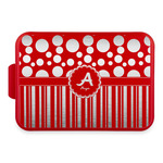 Red & Black Dots & Stripes Aluminum Baking Pan with Red Lid (Personalized)